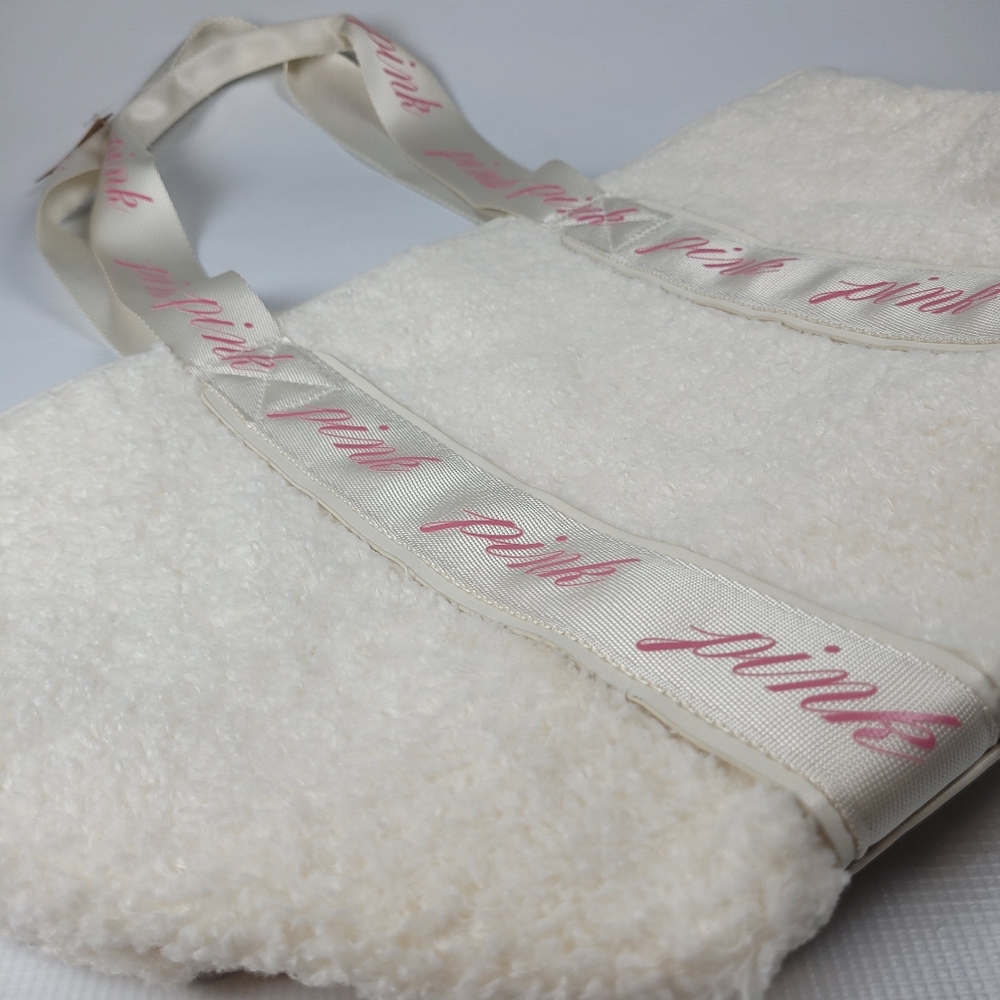 NWT Victoria's Secret Pink Soft Shearling Teddy-Cozy-Plush Tote Bag Large - Picture 6 of 15